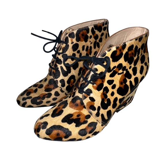 Kate Spade Roger Calf Hair Leather Bootie Size 8.5M Leopard Animal Print Cheetah - Picture 6 of 16